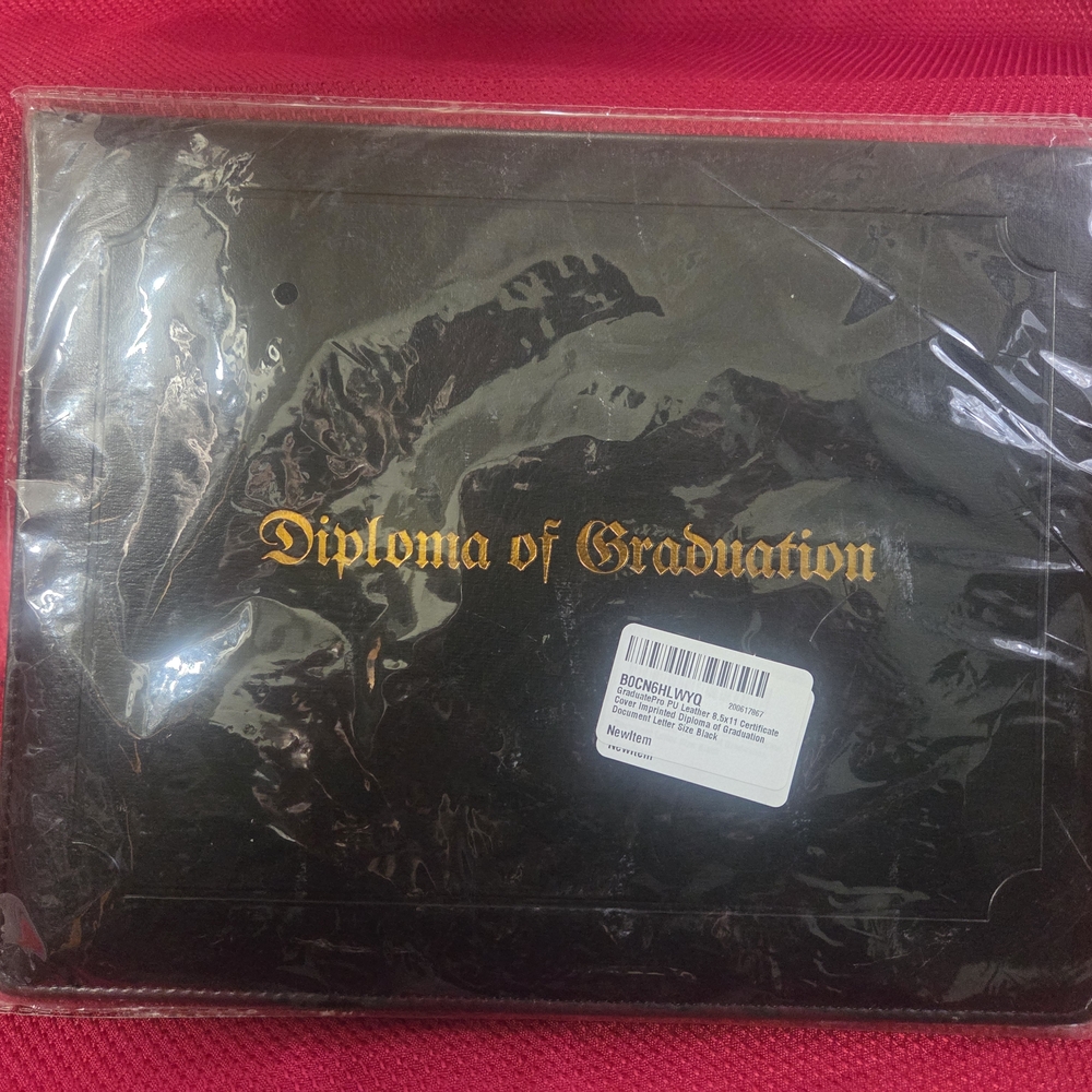 Black Diploma Holder with Gold Lettering